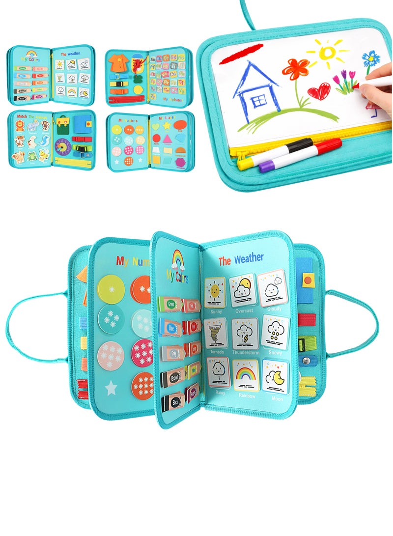 Sanirell 10 in 1 Montessori Busy Book for Toddlers 1-5, Activity Baby Book with Life Skill Reduces Screen Time, Preschool Learning Education Montessori Busy Board for Problem Solving & Imagination Fun - Image 1